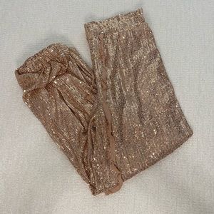 rose gold sequined joggers